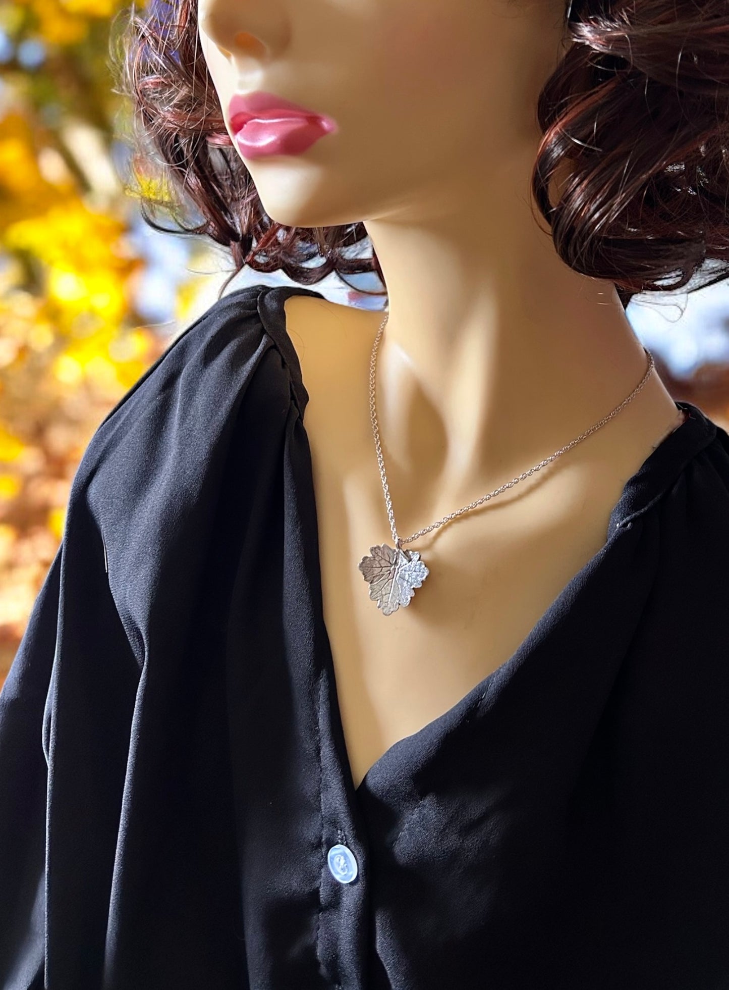 Wild buttercup leaf pendant necklace