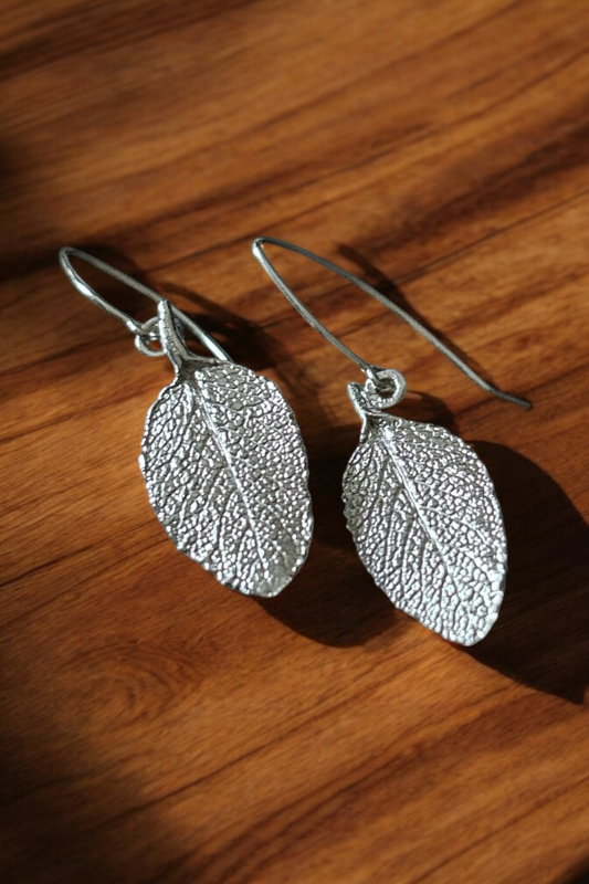 Sage leaf earrings